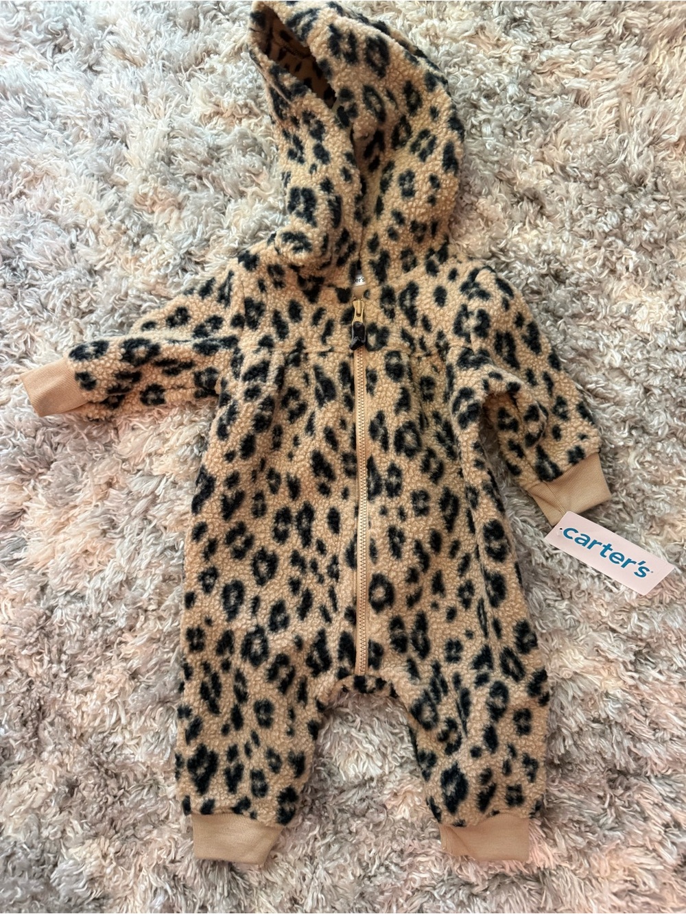 Carter's Leopard Print Hooded One-Piece size 3mo NWT